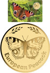 Monnaie EUROPEAN PEACOCK Butterflies 1/1000 Oz Medaille Or