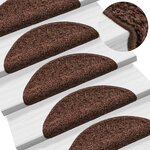 vidaXL Tapis d'escalier 30 pièces 56 x 17 x 3 cm Marron Demi-rond