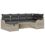 vidaXL Ensemble de canapé de jardin 6 Pièces Gris clair Poly rotin