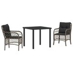 vidaXL Ensemble de salle à manger pour jardin 3 Pièces Gris Poly rotin