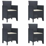 vidaXL Chaise de jardin 4 Pièces Anthracite 53 x 49 x 85 cm PP