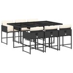vidaXL Ensemble à manger de jardin coussins 7Pièces Noir Résine tressée