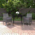 vidaXL Ensemble à manger de jardin coussins 3 Pièces Résine tressée Verre
