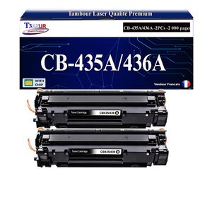 T3AZUR -2x Toners compatibles avec HP CB435A (35A) pour HP LaserJet P1005 P1006