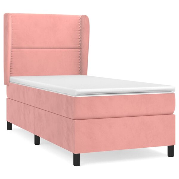 vidaXL Sommier à lattes de lit avec matelas Rose 90x200 cm Velours