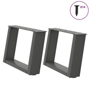 vidaXL Pieds de table basse en U 2 pièces Anthracite 40 x (30-31) cm Acier