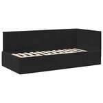 vidaXL Cadre de lit d'angle Noir 90 cm x 190 cm Velours