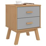 vidaXL Table de chevet OLDEN gris et marron bois de pin solide
