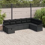 vidaXL Canapé de jardin de 8 pièces avec coussins en rotin poly noir