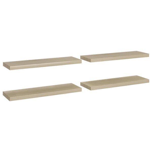 vidaXL Étagères murales flottantes 4 Pièces Chêne 80x23 5x3 8 cm MDF