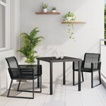 vidaXL Ensemble de Salle à Manger de Jardin 3 Pièces Noir Poly Rattan