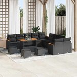 vidaXL Ensemble de canapé de jardin 14 Pièces Noir Poly rotin