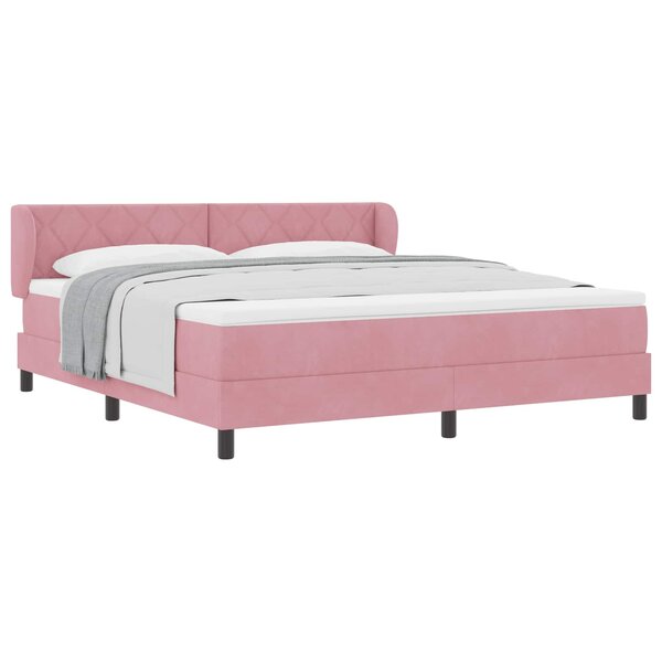 vidaXL Lit à ressorts avec tête de lit Rose 180 x 200 cm Velours