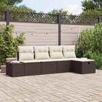 vidaXL Ensemble de canapé de jardin 5 Pièces Marron Poly rotin