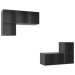 vidaXL Meubles TV muraux 4 Pièces Gris brillant Bois d'ingénierie