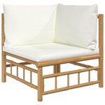 vidaXL Salon de jardin 10 Pièces avec coussins blanc crème bambou