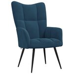 vidaXL Chaise de relaxation avec tabouret Bleu Velours