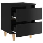 vidaXL Table de chevet avec pieds en pin Noir brillant 40x35x50 cm