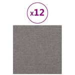 vidaXL Panneaux muraux 12 Pièces Gris clair 30x30 cm Tissu 1 08 m²
