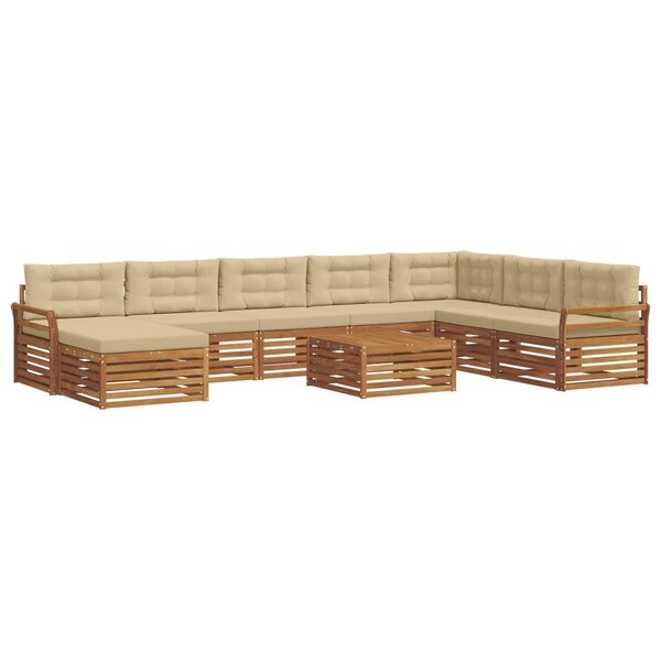 vidaXL Ensemble de canapés d'extérieur 9 pc Naturel et Beige