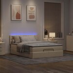vidaXL Lit ottoman avec matelas et LED crème 140x190 cm tissu