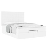 VidaXL Cadre de lit ottoman avec matelas blanc 140x190 cm similicuir