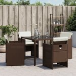 vidaXL Chaises de jardin avec coussins lot de 4 marron résine tressée