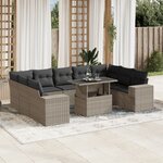 vidaXL Salon de jardin avec coussins 10 Pièces gris clair résine tressée