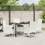 Ensemble de Salle à Manger de Jardin de 5 Pièces avec Coussins Rattan Poly Blanc