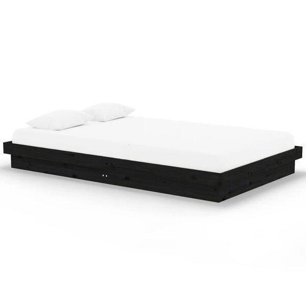 vidaXL Cadre de lit sans matelas noir bois massif 120x200 cm