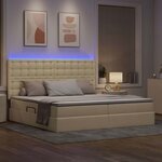 vidaXL Lit de rangement LED avec matelas Crème 200 x 200 cm Tissu
