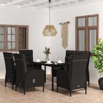 vidaXL Ensemble à manger de jardin avec coussins 7 Pièces Noir