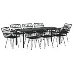 vidaXL Ensemble de salle à manger jardin 9 pièces noir en rotin synthétique