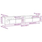 vidaXL Meubles TV 3 Pièces Chêne noir 260 x 36.5 x 40 cm