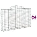 vidaXL Paniers à gabions arqués 6 Pièces 200x30x120/140 cm Fer galvanisé