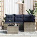 vidaXL Ensemble de canapé de jardin avec stockage 5 Pièces Gris polyrotin