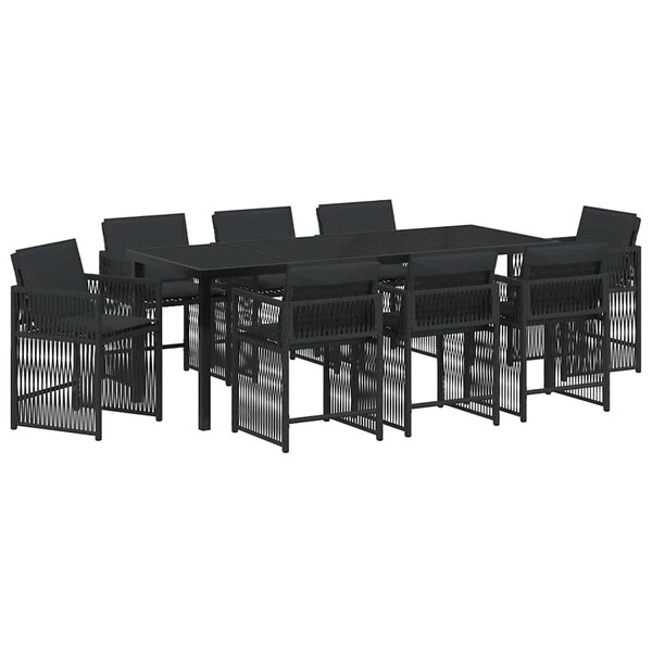 vidaXL Ensemble de salle à manger pour jardin 9 Pièces Noir polyrotin