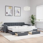 vidaXL Lit de jour avec gigogne et tiroirs sans matelas 90x190 cm