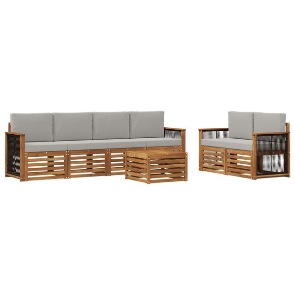 vidaXL Ensemble de canapés d'extérieur 7 pc Naturel et gris clair