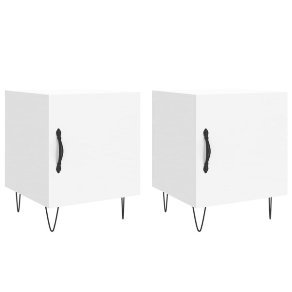 vidaXL Tables de chevet 2 Pièces blanc 40x40x50 cm bois d’ingénierie