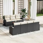 vidaXL Ensemble de canapé de jardin 8 Pièces Noir et blanc
