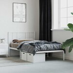 vidaXL Cadre de lit métal sans matelas et tête de lit blanc 107x203 cm