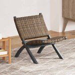 vidaXL Chaise de relaxation rotin kubu naturel et bois d'acajou massif