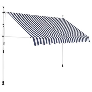 vidaXL Auvent rétractable manuel 300 cm Rayures bleues et blanches