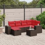 vidaXL Salon de jardin avec coussins 7 Pièces marron résine tressée