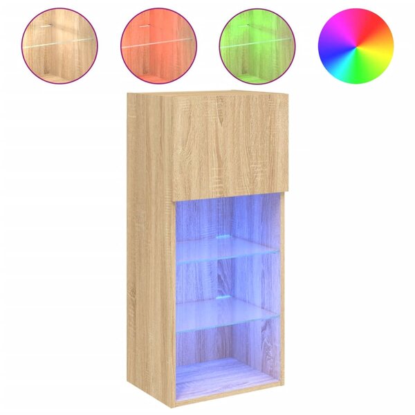 vidaXL Meuble TV avec lumières LED chêne sonoma 40 5x30x90 cm