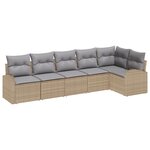 Ensemble de canapé de jardin 6 pièces avec coussins beige poly rotin