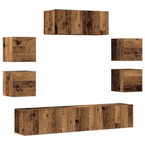 vidaXL Ensemble de meuble TV mural 7 Pièces vieux bois bois d'ingénierie