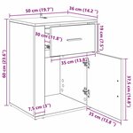 vidaXL Cabinet de chevet avec tiroir chêne artisanal 50 x 36 x 60 cm