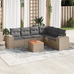 vidaXL Salon de jardin avec coussins 7 Pièces beige résine tressée